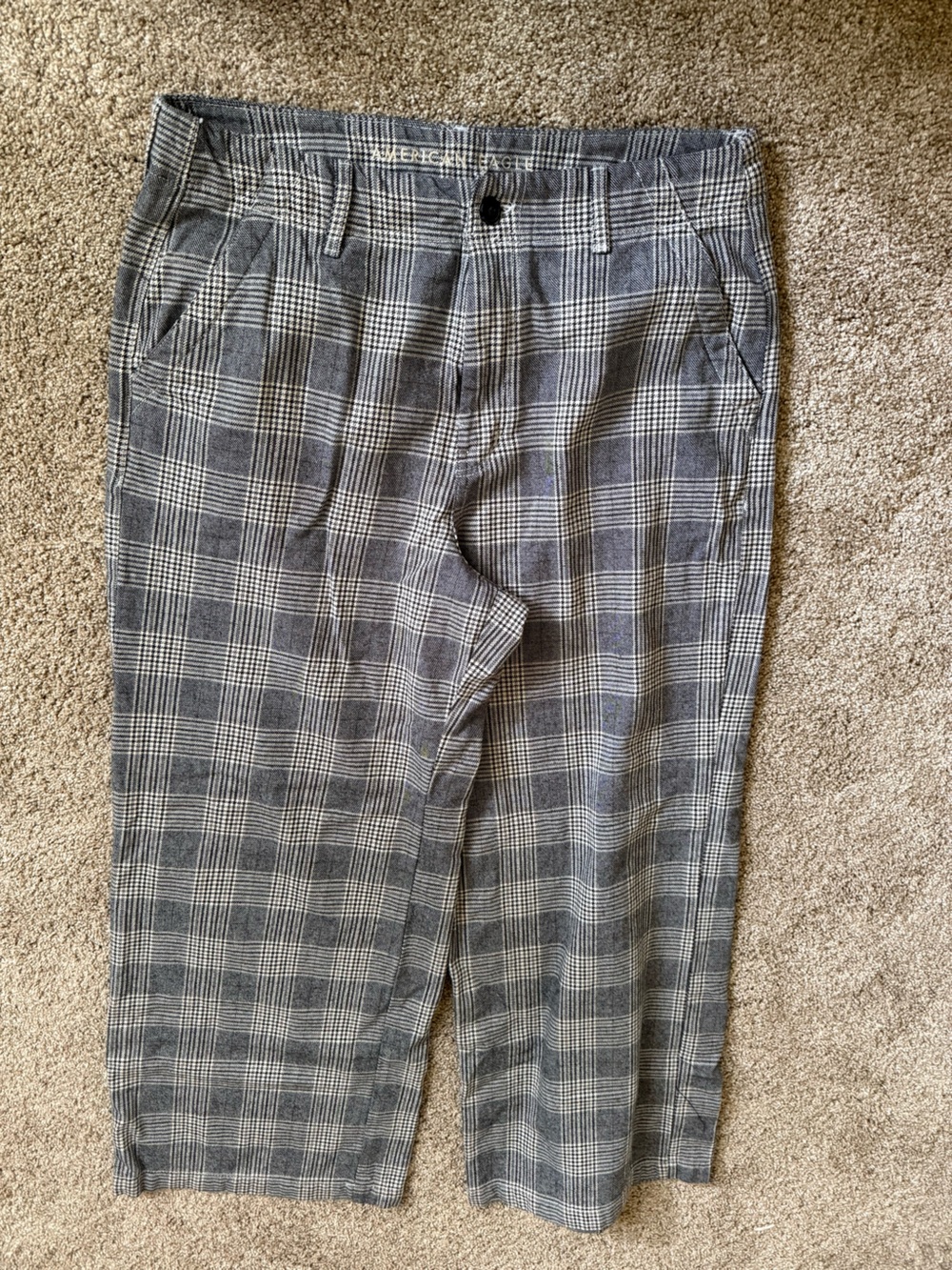 American Eagle Outfitters Gray Plaid Wide Leg Pants